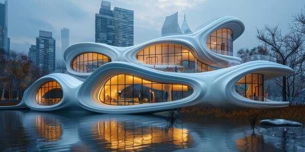 Photo 3dprinted buildings with innovative designs showcasing the future of construction