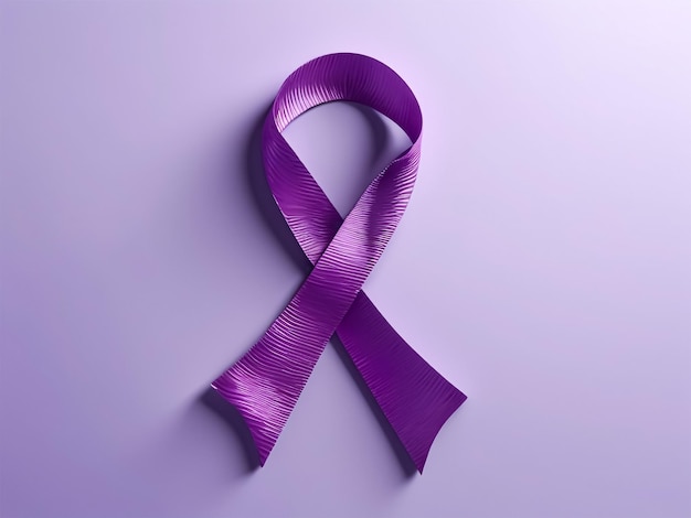 3Drendered awareness ribbon in shades of purple on solid background