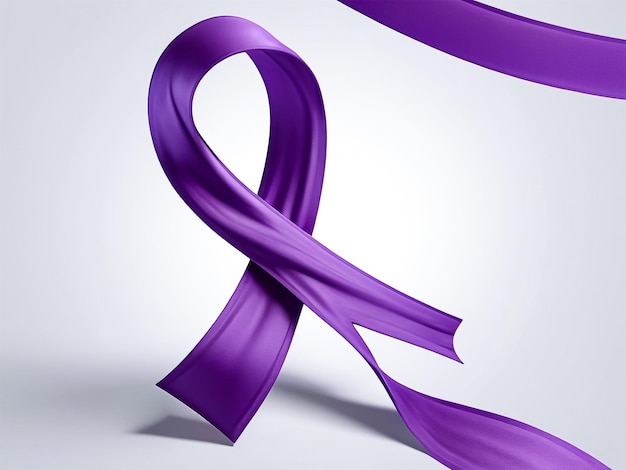 3Drendered awareness ribbon in shades of purple on solid background