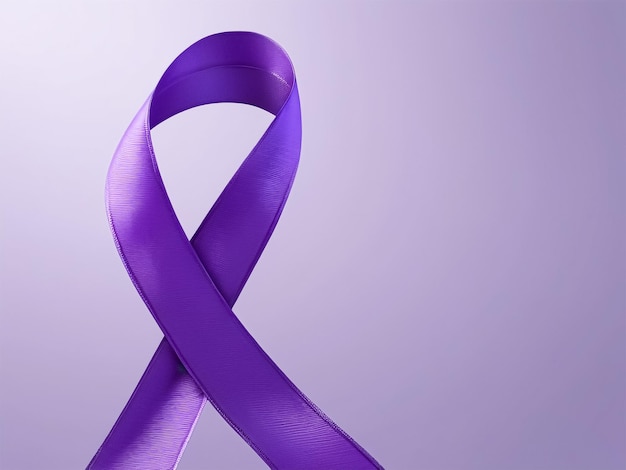 3Drendered awareness ribbon in shades of purple on solid background