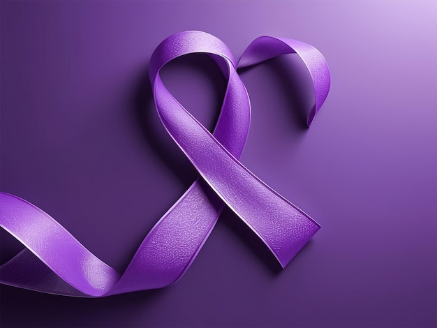 3Drendered awareness ribbon in shades of purple on solid background