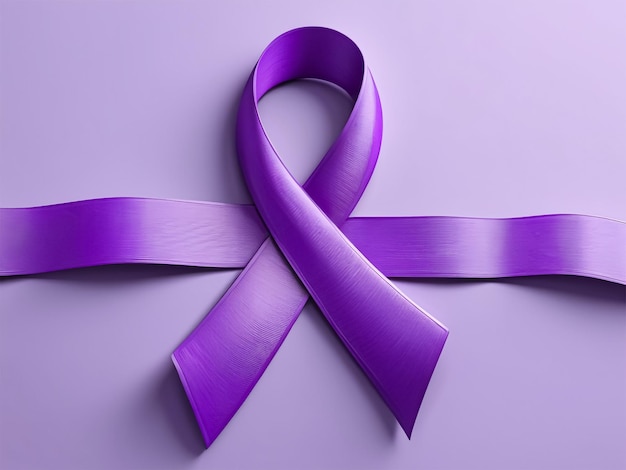 3Drendered awareness ribbon in shades of purple on solid background