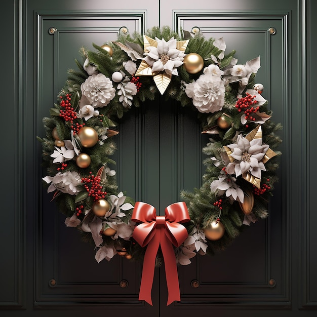 3Drendered Christmas door wreath beautiful decoration