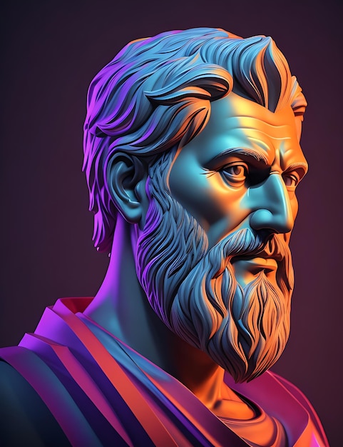 A 3Drendered image of Epicurus with realistic lighting and detailed textures