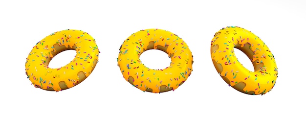 3drendering yellow donut cheeze on white background