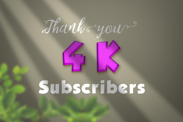 4 K subscribers celebration greeting banner with liquid design