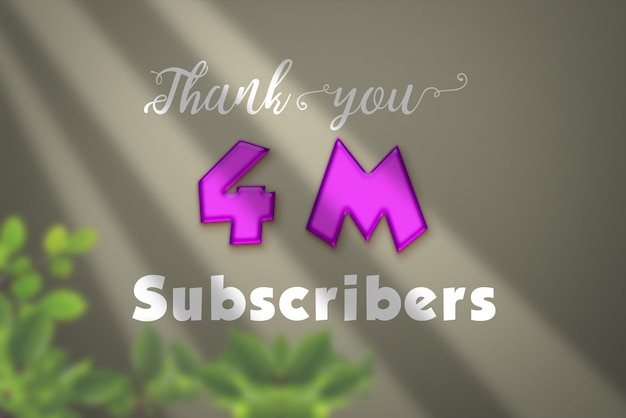 4 Million subscribers celebration greeting banner with liquid design