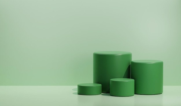 4 stage green pastel podium with soft backdrops. Perfect for showing product and presentation