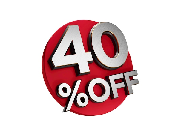 40 Percent off 3d Sign on White Special Offer 40 Discount Tag flash Sale Up to Fourty Percent Off