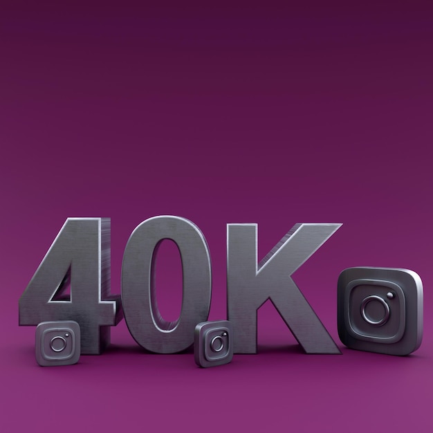 40k Instagram followers illustration 3D Render social media design