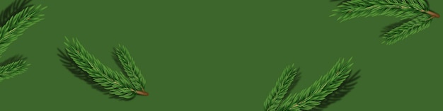 41 horizontal banner with drawings of Christmas tree branches on a dark green background