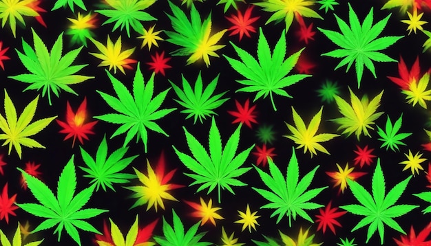 420 Weed And Rasta Themed Seamless Pattern