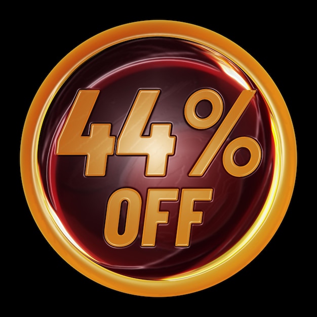 44 percent off on round sign for discount promotion offer and sale concept