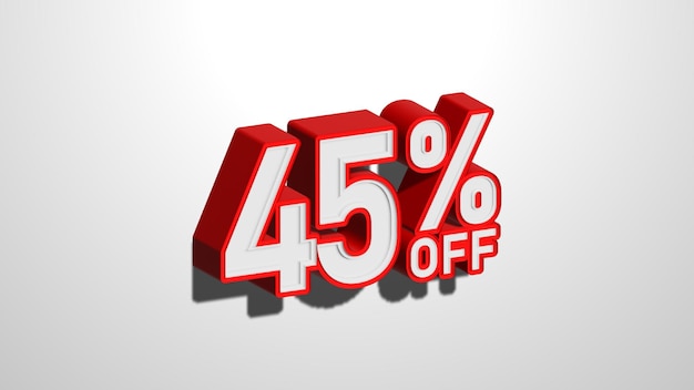 45 percent off discount promotion sale web banner 45 percent off 3D illustration on white background