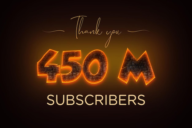 450 Million subscribers celebration greeting banner with coal design