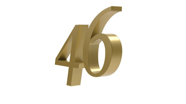 46 gold fortysix number fortysix 3d illustration rendering