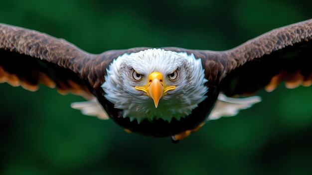 Photo 48 a dramatic closeup of an eagle in flight its wings spread wide and its sharp eyes focused intently on its surroundings