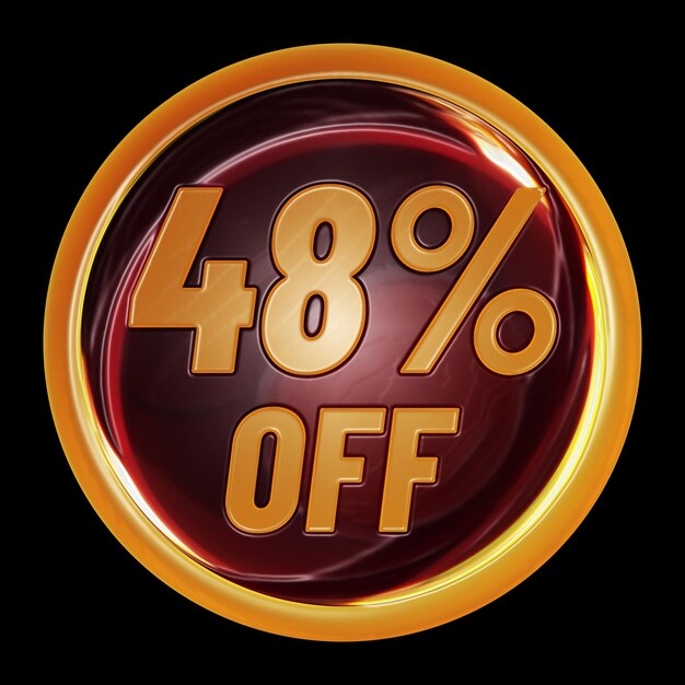 48 percent off on round sign for discount promotion offer and sale concept