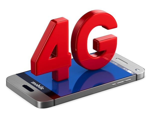 4G phone on white background. Isolated 3D illustration