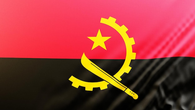 4k high resolution Angola flag wallpaper background realistic 3D rendering 162