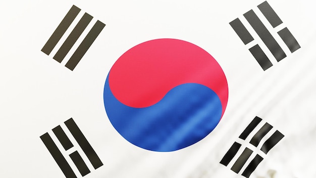 4k high resolution South Korea flag wallpaper background realistic 3D rendering 194