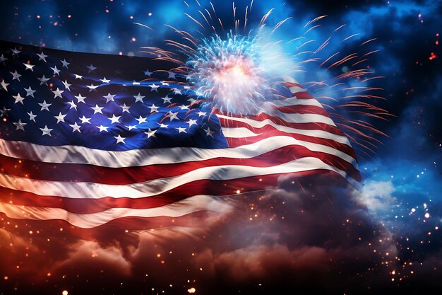 4th of july usa independence day design of american flag with fireworks