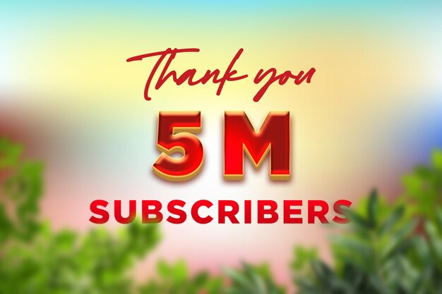 5 Million subscribers celebration greeting banner with fruity red candy design