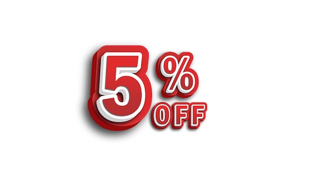 5 off percent image for discount promotion sale offer marketing price cut white background in 3d