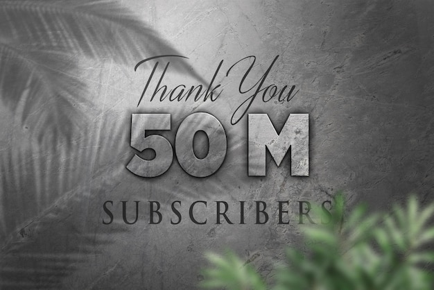 50 Million subscribers celebration greeting banner with concrete design