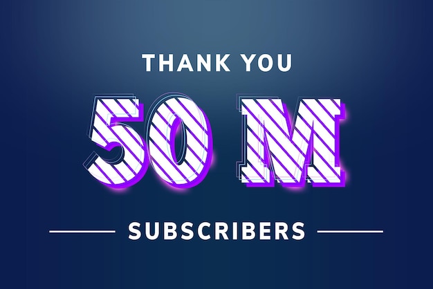 50 Million subscribers celebration greeting banner with stripe design