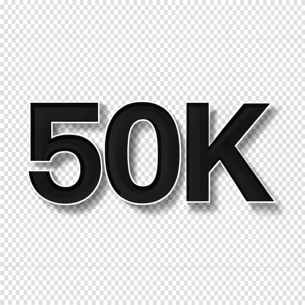 Photo 50k followers vector on transparent background