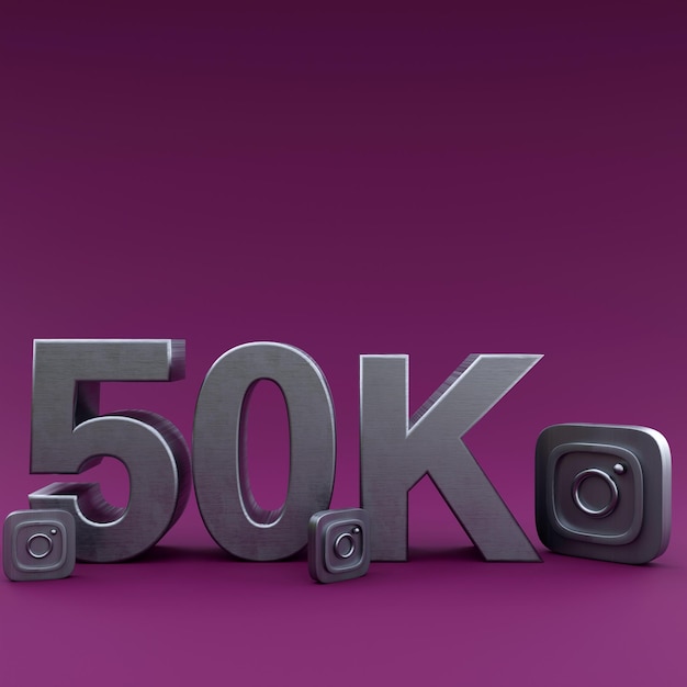 50k Instagram followers illustration 3D Render social media design