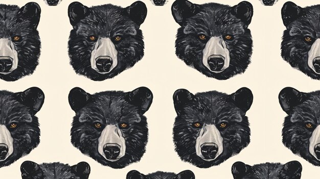 Photo 53 a repeating pattern of beautifully illustrated bear heads providing a gentle and sophisticated design perfect for wrapping paper