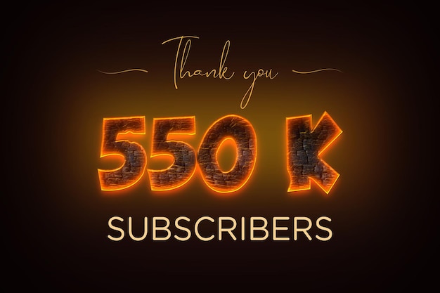 550 K subscribers celebration greeting banner with coal design