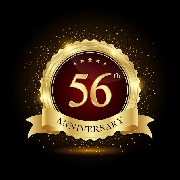 56th Anniversary Golden emblem design for birthday event Anniversary logo Anniversary template