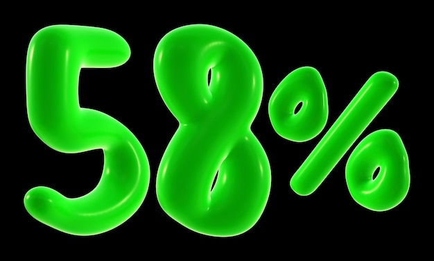 58 percent with green color for sale discount promotion and business concept