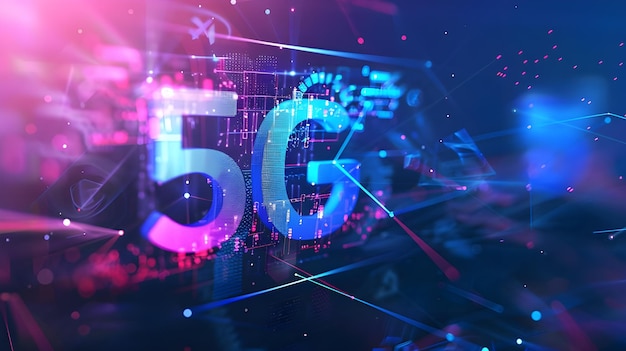 5G or 6G dot line mobile technology Wireless data network and connection technology concept