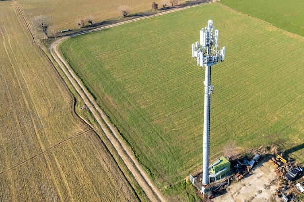 5g antenna in a rural field in countryside