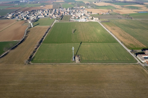 5g antenna in a rural field in countryside