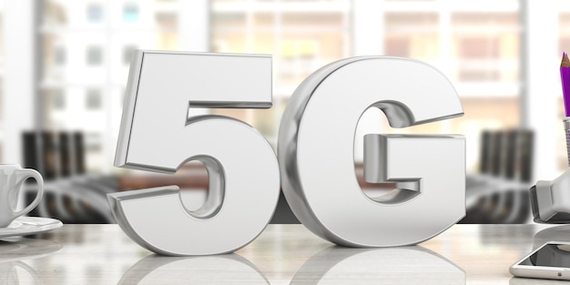 5G High speed network connection wifi blur office business background 3d illustration