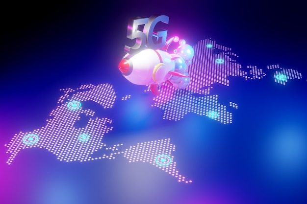 5G network concept, high-speed Internet, network wireless technology, 3d rendering	