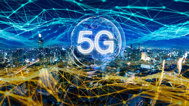 5G network digital hologram and internet of things on city 