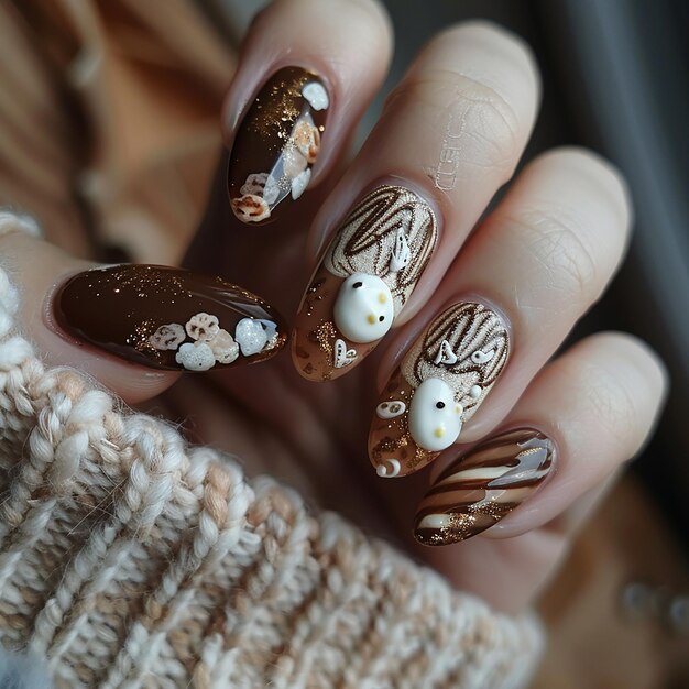 Photo 5h nail art of tiramisutiramisu nail designautumn cafe timelight tonedcocoa powder