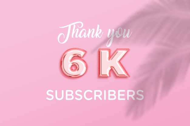 6 K subscribers celebration greeting banner with rose gold design