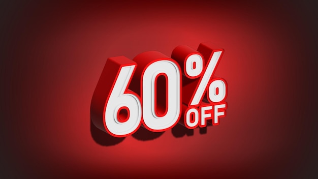 60 percent off 3D illustration on red background 60 percent off discount promotion sale web banner