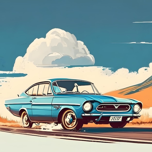 60 year old blue cars poster