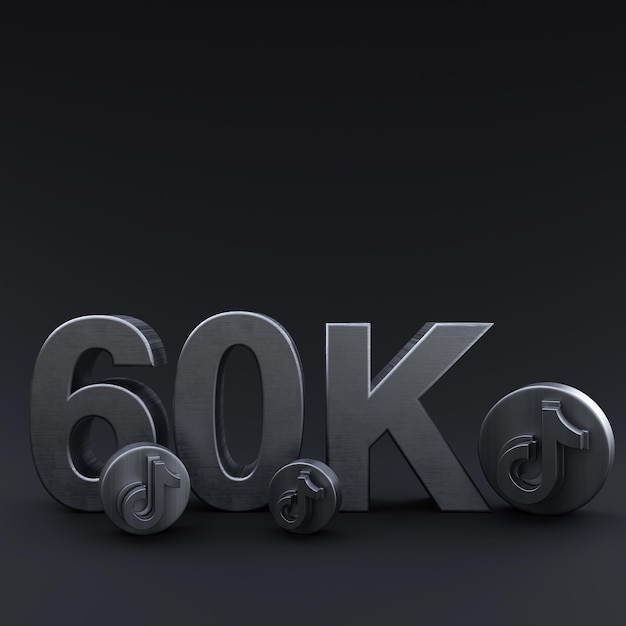 60k TikTok Followers Illustration 3D Render