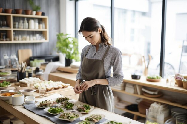 6306 Woman in a creative kitchen preparing food woman photos599jpg