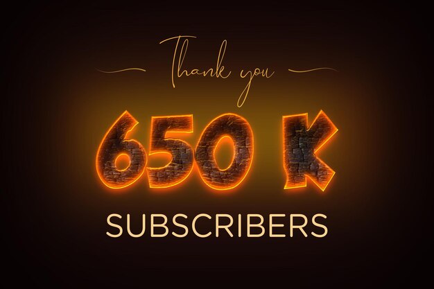 650 K subscribers celebration greeting banner with coal design