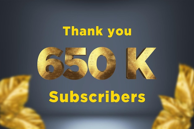 650 K subscribers celebration greeting banner with gold design